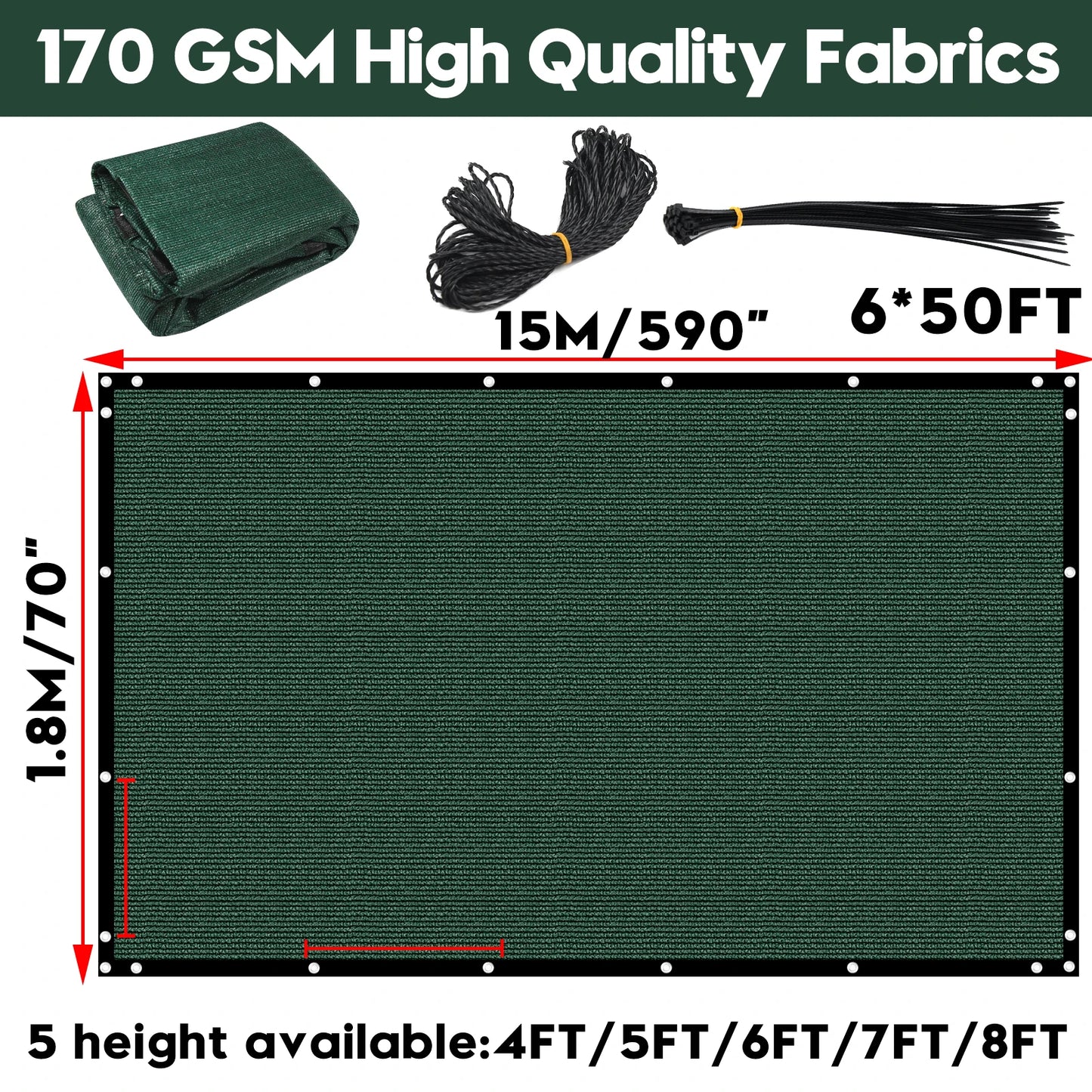 Heritage 6' x 50' Privacy Fence Screen
