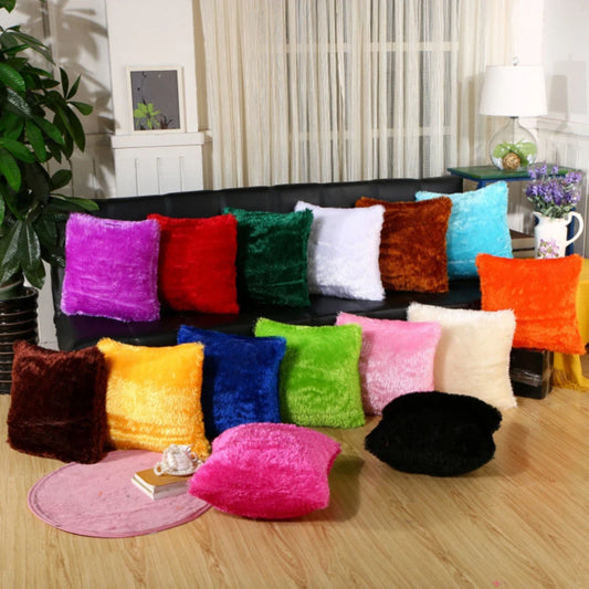 Soft Plush Faux Fur Throw Pillow Covers – Luxurious Decorative Cushion Cases (Multiple Colors)