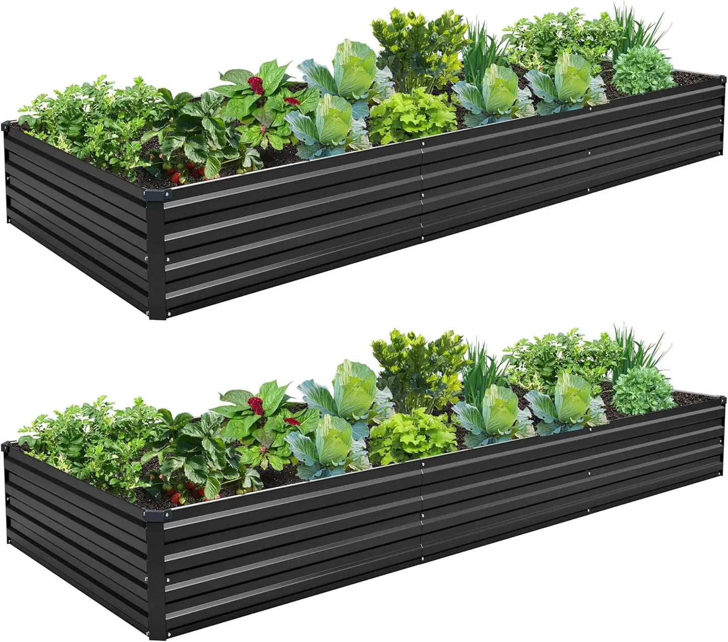Galvanized Raised Garden Beds (2‑Pack) – Durable Steel Outdoor Planter Boxes for Vegetables, Herbs & Flowers