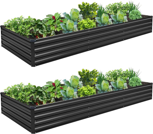 Galvanized Raised Garden Beds (2‑Pack) – Durable Steel Outdoor Planter Boxes for Vegetables, Herbs & Flowers