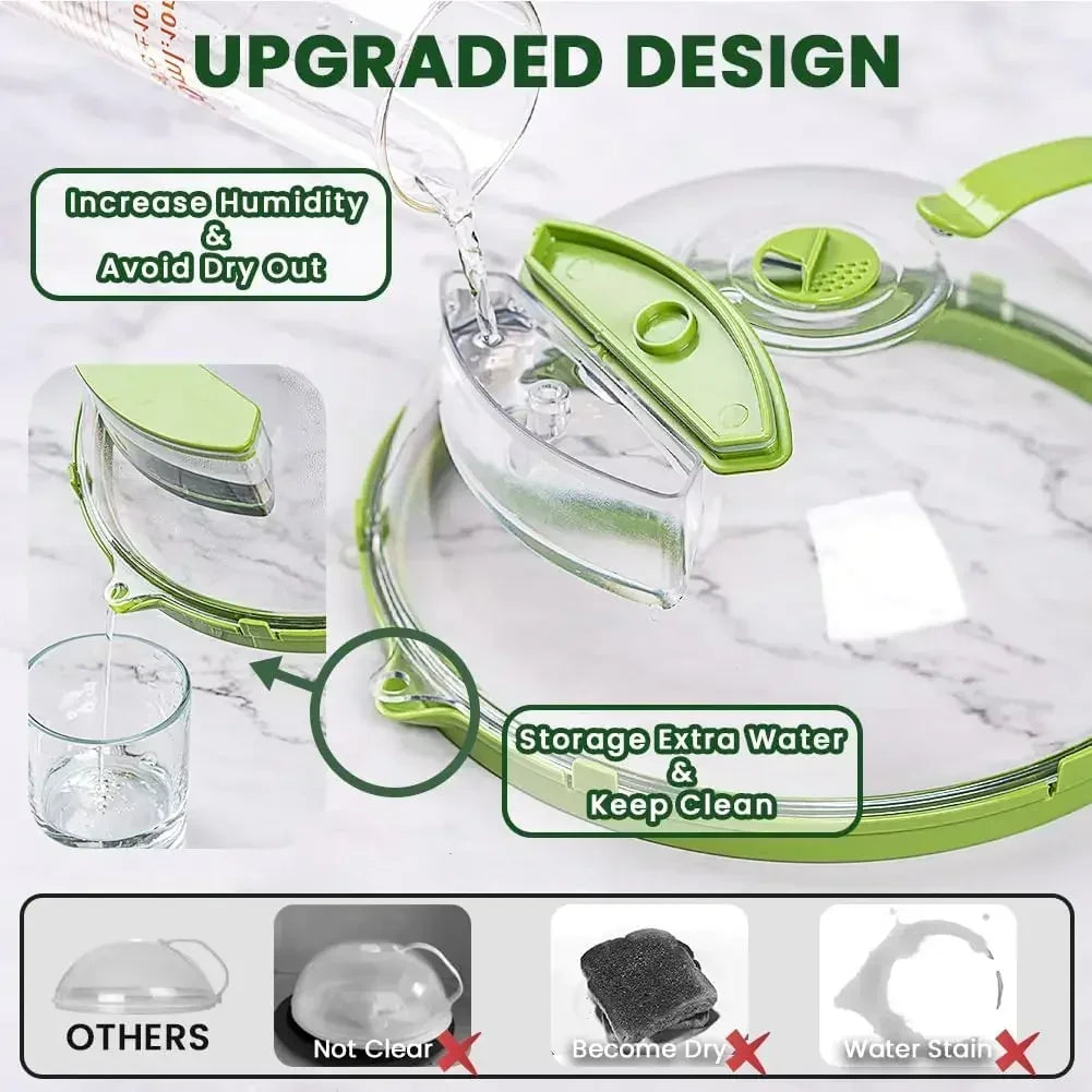 10" Microwave Splatter Cover – Clear Heat‑Resistant Plastic with Handle & Steamer Vent