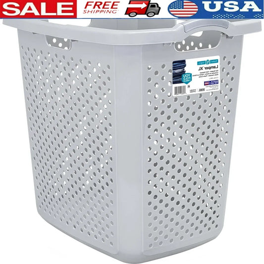 Extra Large Plastic Laundry Hamper, with Four Handles, Ventilated Design