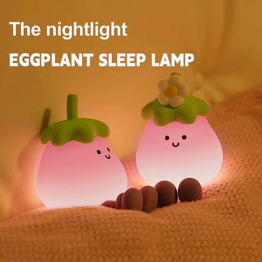 Rechargeable Silicone Eggplant Night Light, Touch Control, Dimmable-LED