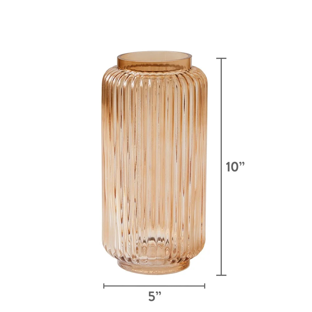 Ribbed Glass Vase - 10 Inch
