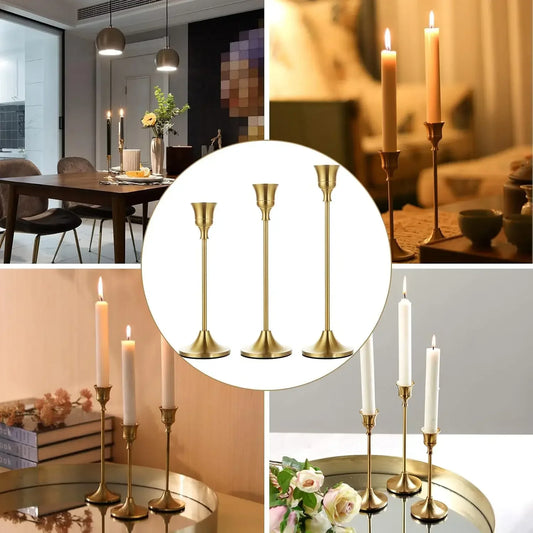Vintage Taper Silhouette Candle Sticks – Set of 3 in Copper or Gold