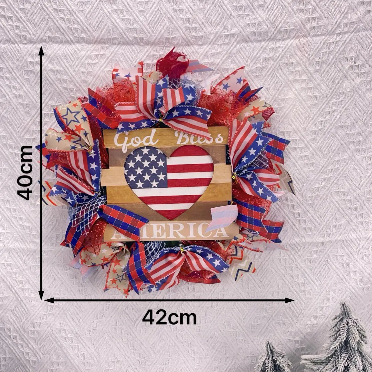 Handmade Patriotic Wreath – Red, White & Blue Independence Day Front Door Decoration