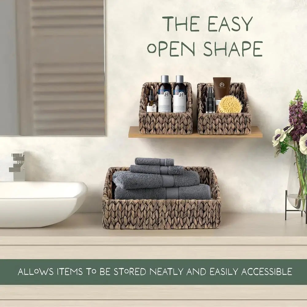 Natural Wicker Nesting Storage Baskets | Set of 3 Organizer Bins