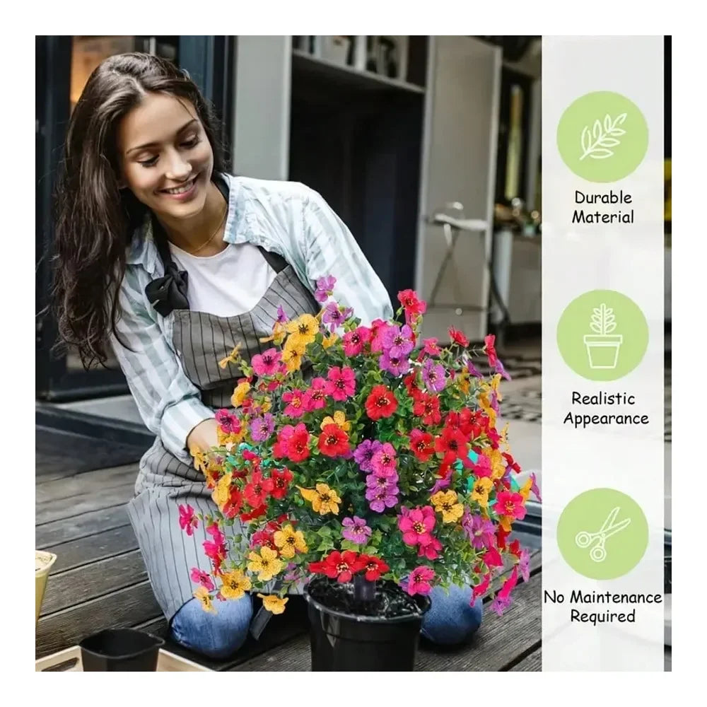 Daisy & Eucalyptus Faux Flower Stakes – Natural‑Look Outdoor Décor with Ground Spike