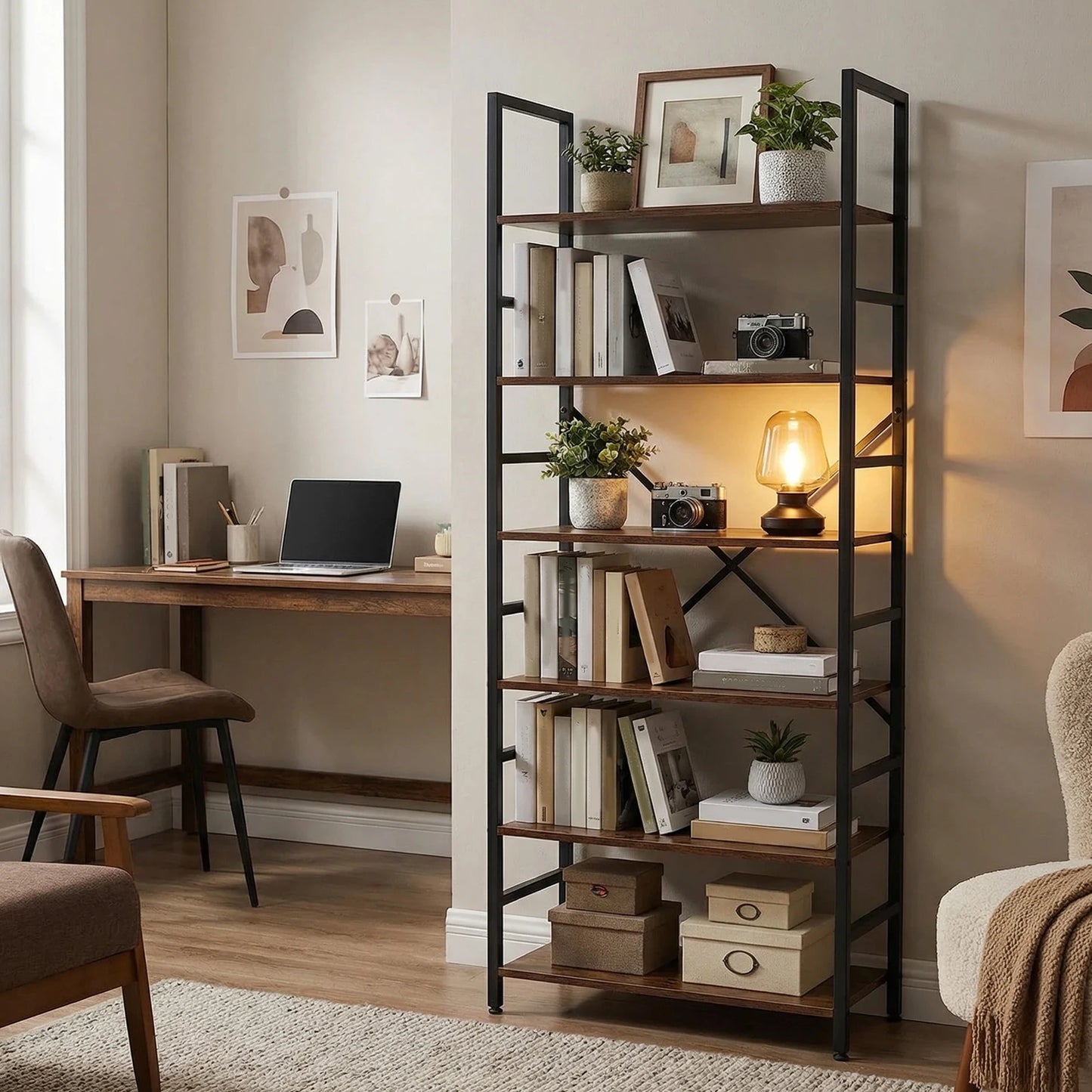 Modern Tall Storage Bookshelf | Multi-Tier Display Case & Corner Organizer