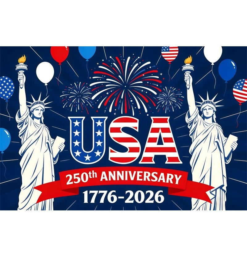 America 250th Anniversary Backdrop Cover Bald Eagle Statue of Liberty Flag 4th of July Independence Day Celebration Backgrounds