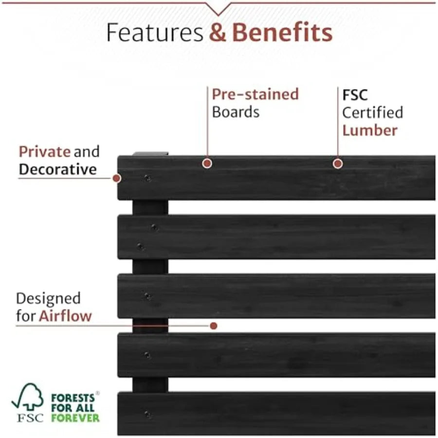 4 ft H x 3.5 ft W x 1.2 ft L Enclosed Wood Privacy Screen with Planter Box Raised Garden Bed and Trellis for Climbing Plants