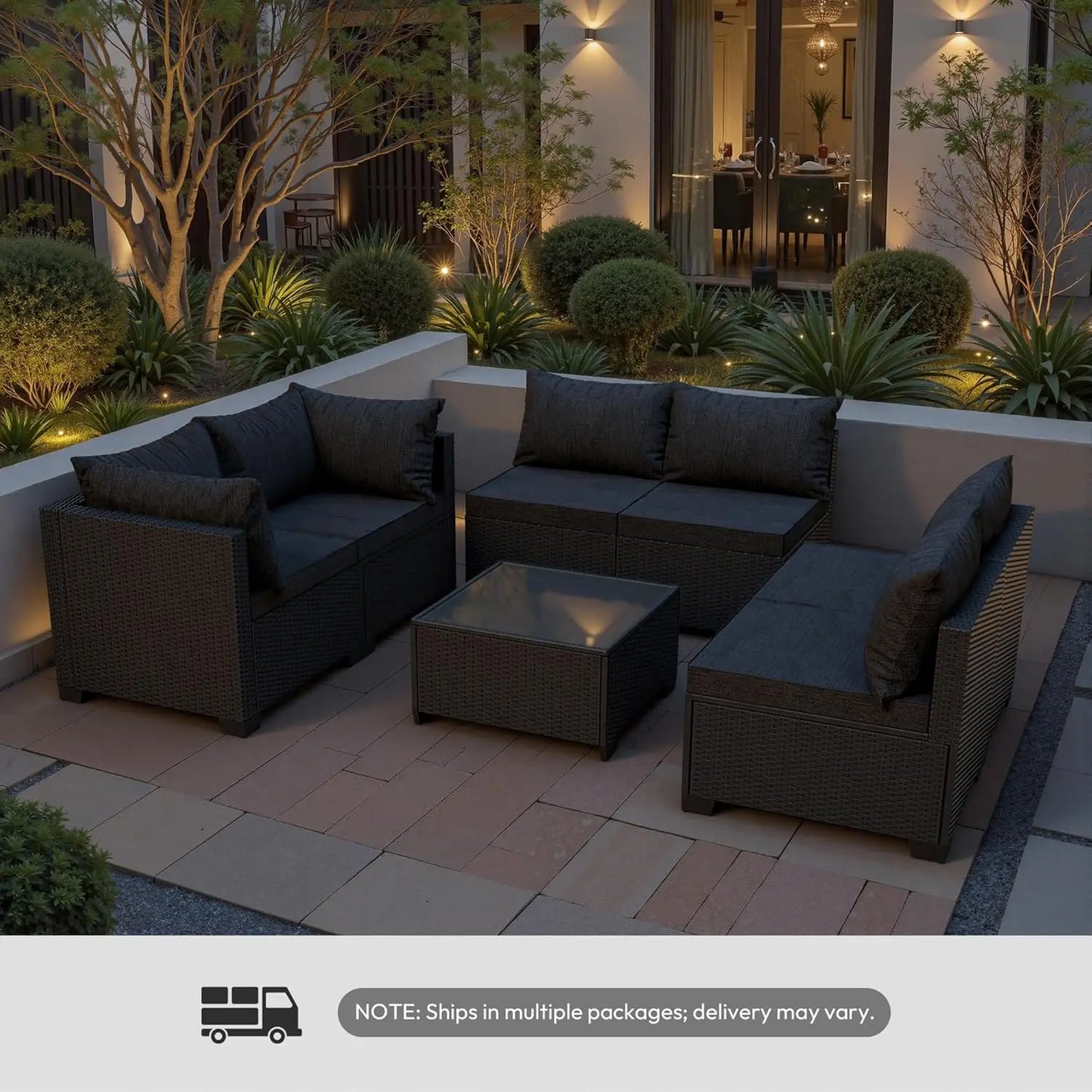 Patio Furniture Set - All-Weather,Water-Resistant - 7 Piece Wicker Rattan