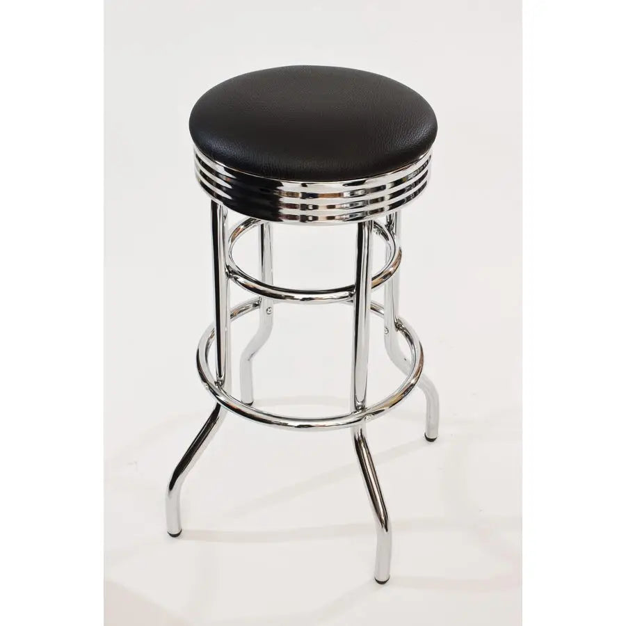 Heavy Duty 30Inch Backless Swivel Bar Stool Chrome Finish with Faux Leather Seat, 2 Pack