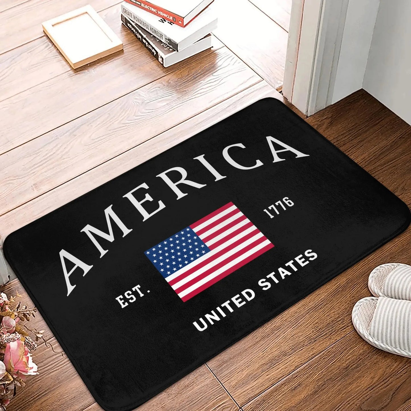 Patriotic American Flag Doormat – Independence Day Welcome Mat for Indoor/Outdoor Entryways (Multiple sizes)