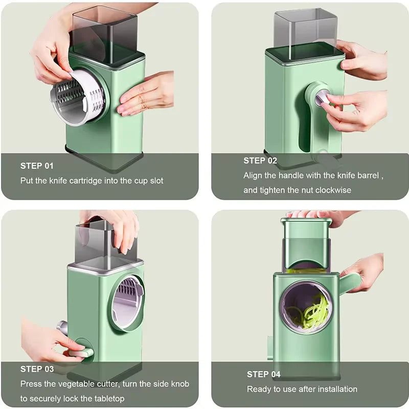 Rotary Cheese Grater 6 in 1 Hand Crank Vegetable Slicer Shredder - Veggie Slicer Grater Nut Chopper for Kitchen