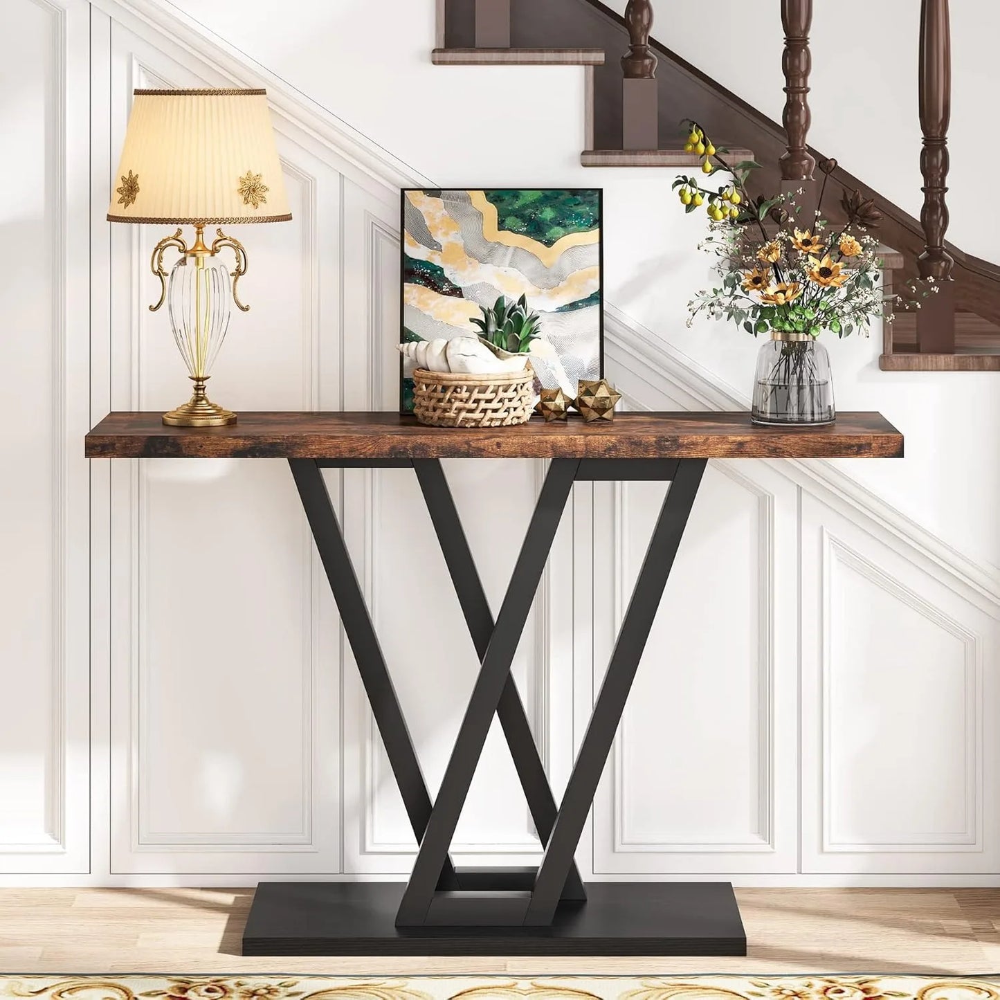 43" Modern Console Table – Slim Entryway Table with Open Storage Shelf