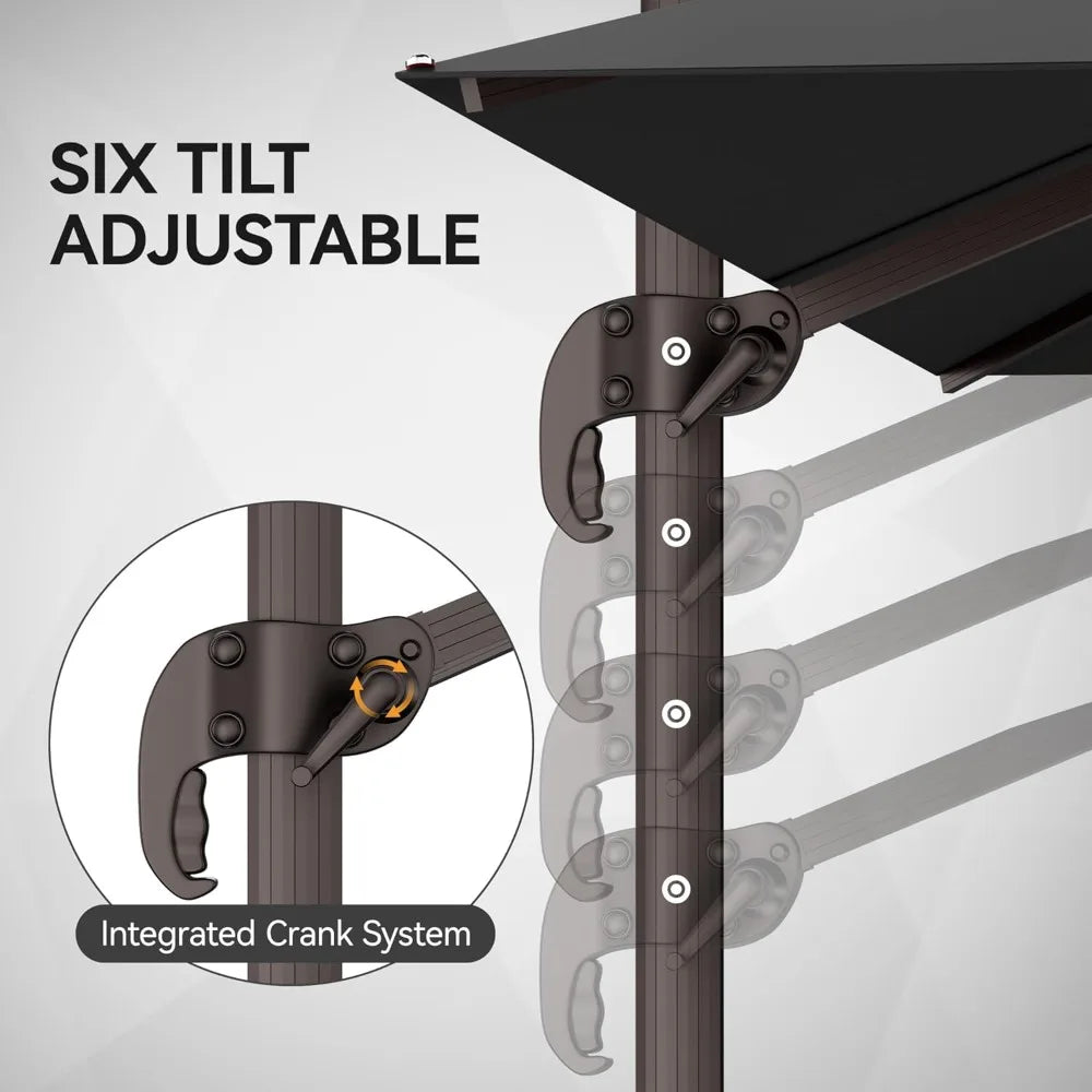9x12FT Cantilever Patio Umbrella - Heavy Duty Double Layer Offset Design with 360° Rotation