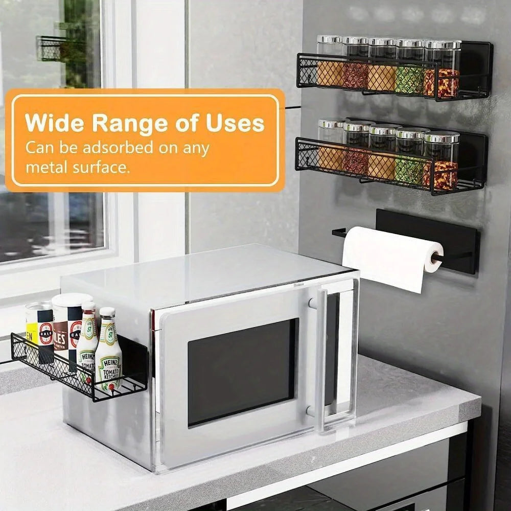 2-Pack Magnetic Spice Rack for Refrigerator – Strong, Moveable Spice Organizer & Heavy‑Duty Fridge Storage Shelf