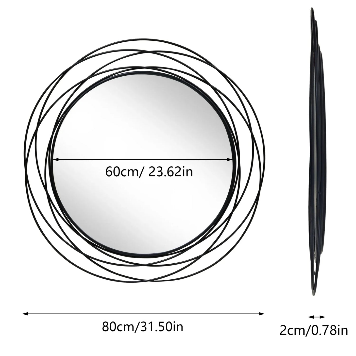 Round Wire Frame Wall Mirror – Matte Black (31.5")