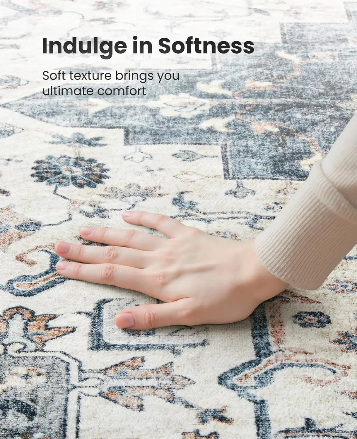 Washable Area Rugs, multiple sizes with Non-Slip Backing