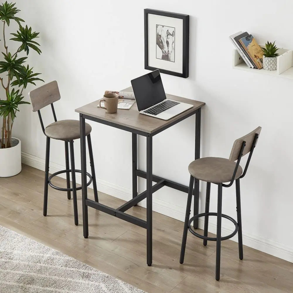Bar Table Set for 2 with 2 Upholstered Stools