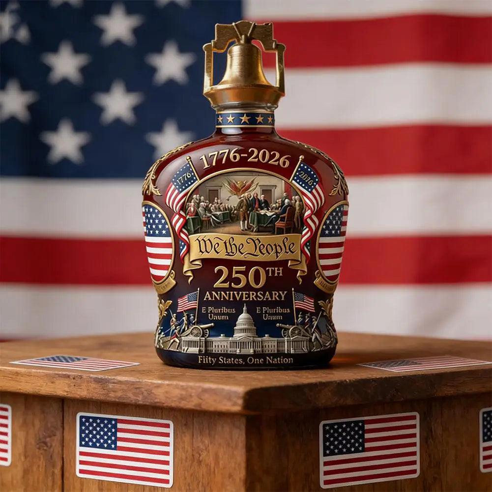 Beautifully Designed U.S. 250th Anniversary Commemorative Whiskey Bottle And Water Cup Used For Commemorative Collection