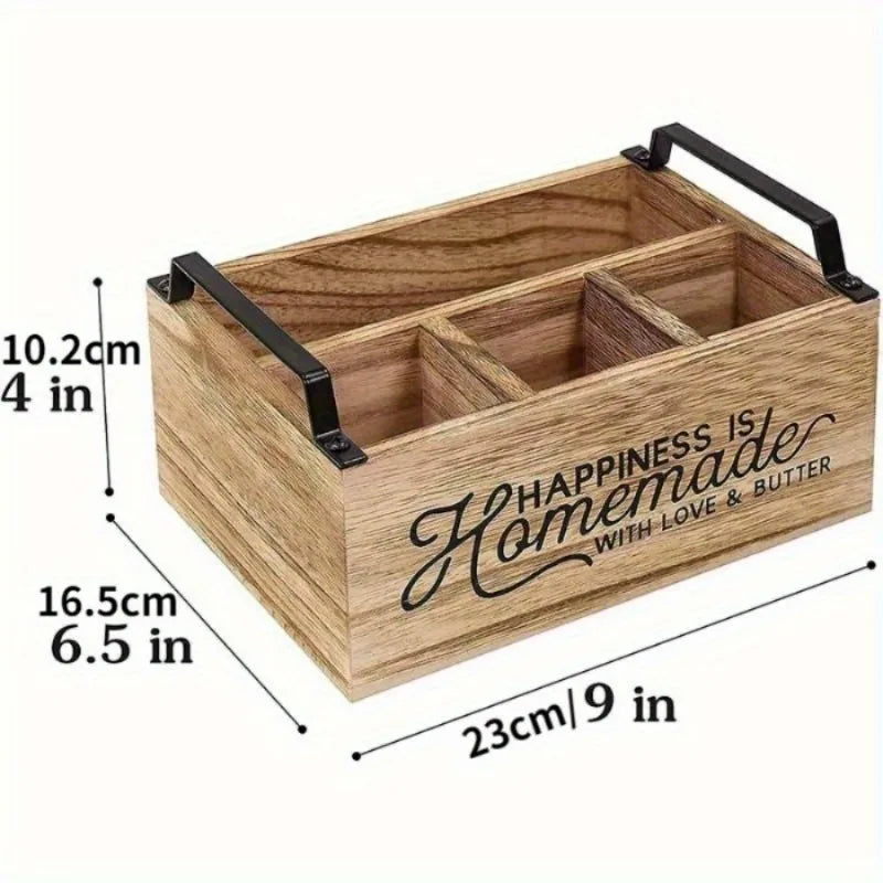 Wooden Cutlery Storage Box – 1 PC Knife, Fork & Spoon Organizer for Kitchen & Coffee Bar Desktop