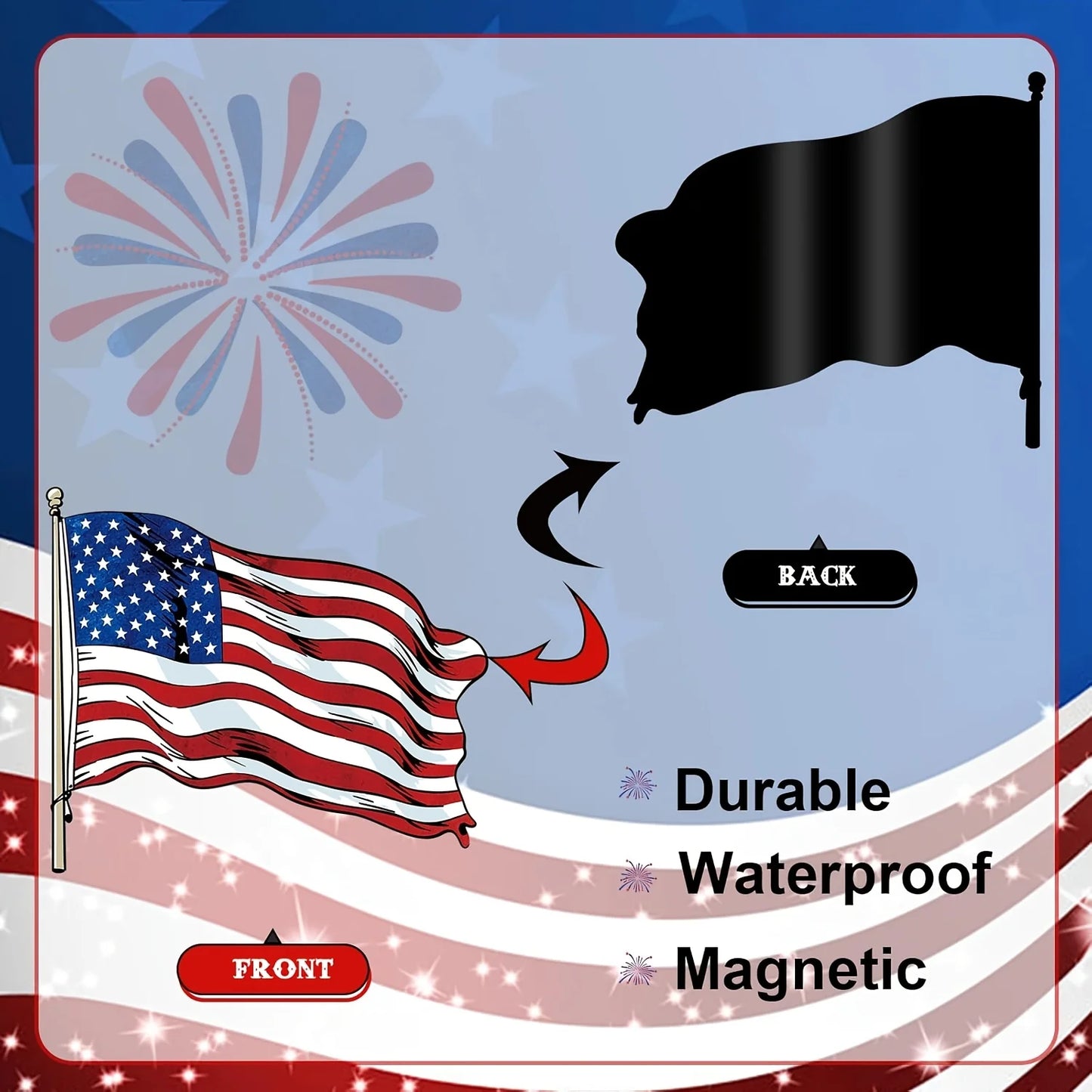 21 Pcs Patriotic Magnets, 250th Independence Day Star Fridge Stickers for July 4th Party & Garage Door Decor