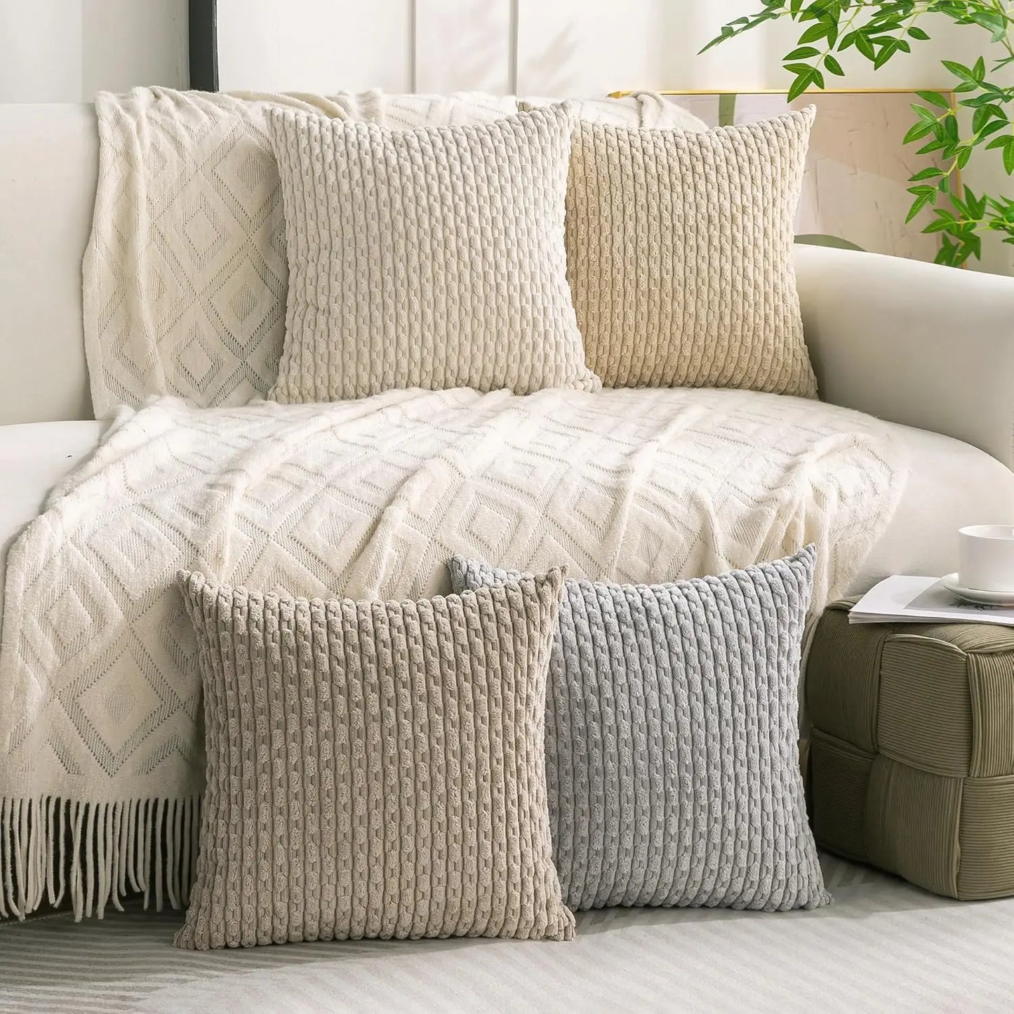 4‑Pack 18×18" Pillow Covers – Neutral Decorative Cushion Set