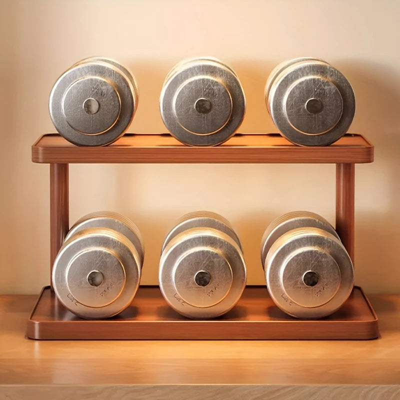 Versatile 2-Tier Wooden Storage Rack for Kitchen & Tea Room - Countertop Organizer