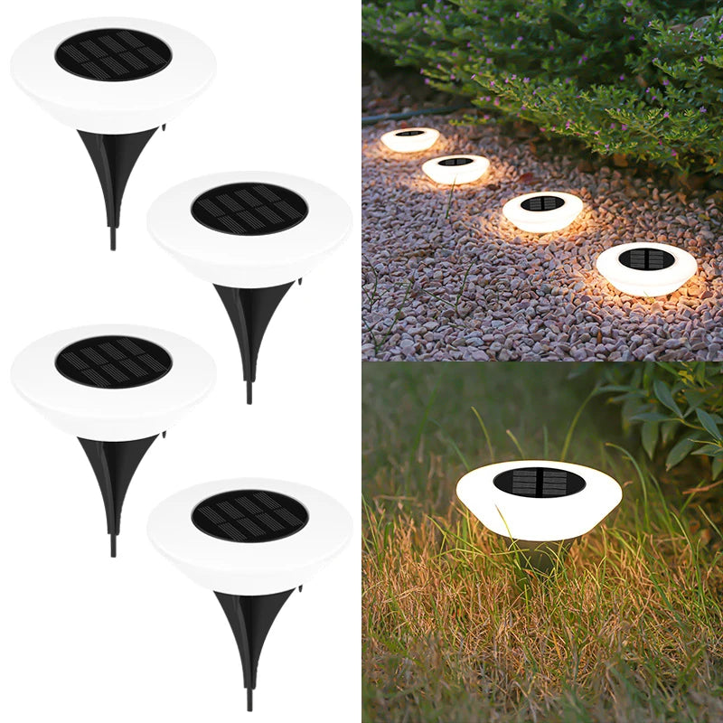 Solar Outdoor Lights, Waterproof Lawn Lamps 360° Floor Lighting for Garden, Yard, Driveway and Patio