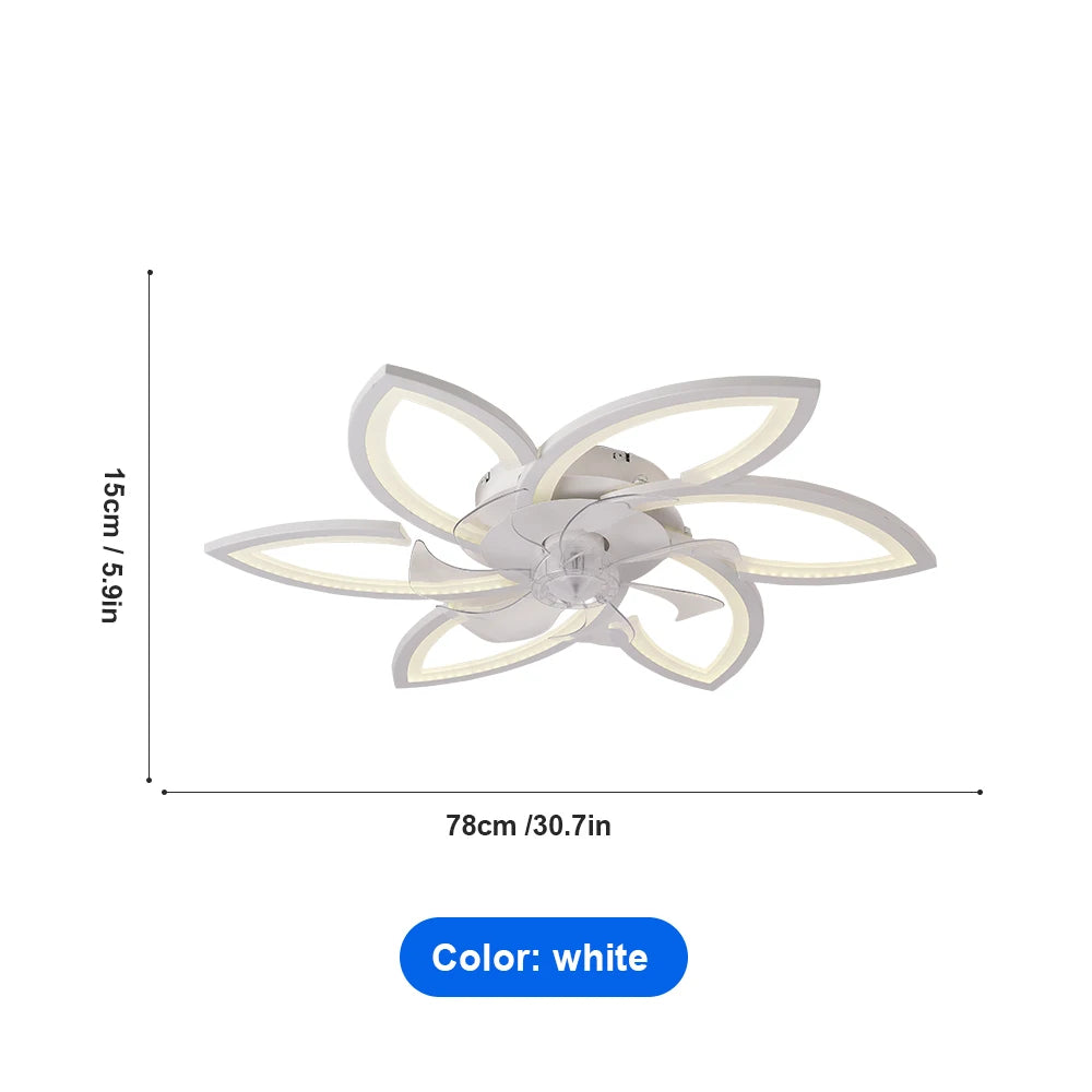 Ceiling Fan with Lights, Modern Dimmable Flower Shape, Remote Control/app, 6 Gear Speeds, Fan Ceiling Lamp