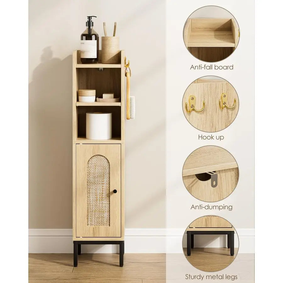 Bathroom Storage Cabinet with 2-Hooks
