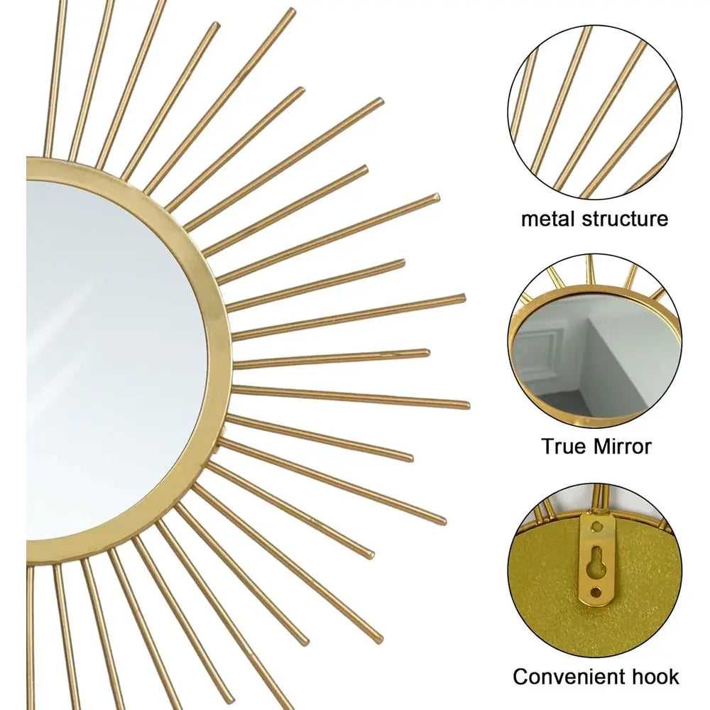 Set of 3 - 10 inch Sunburst Metal Wall Mirrors