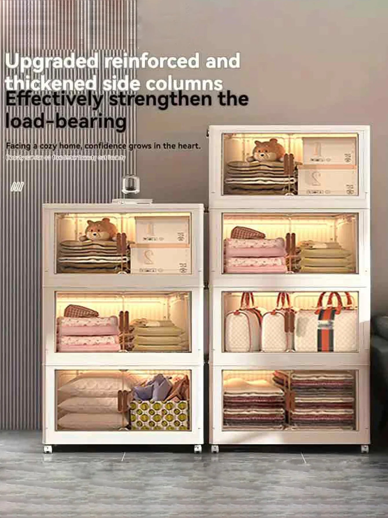 5 level Versatile Folding Storage Cabinet with Magnetic Doors - Dustproof, Waterproof