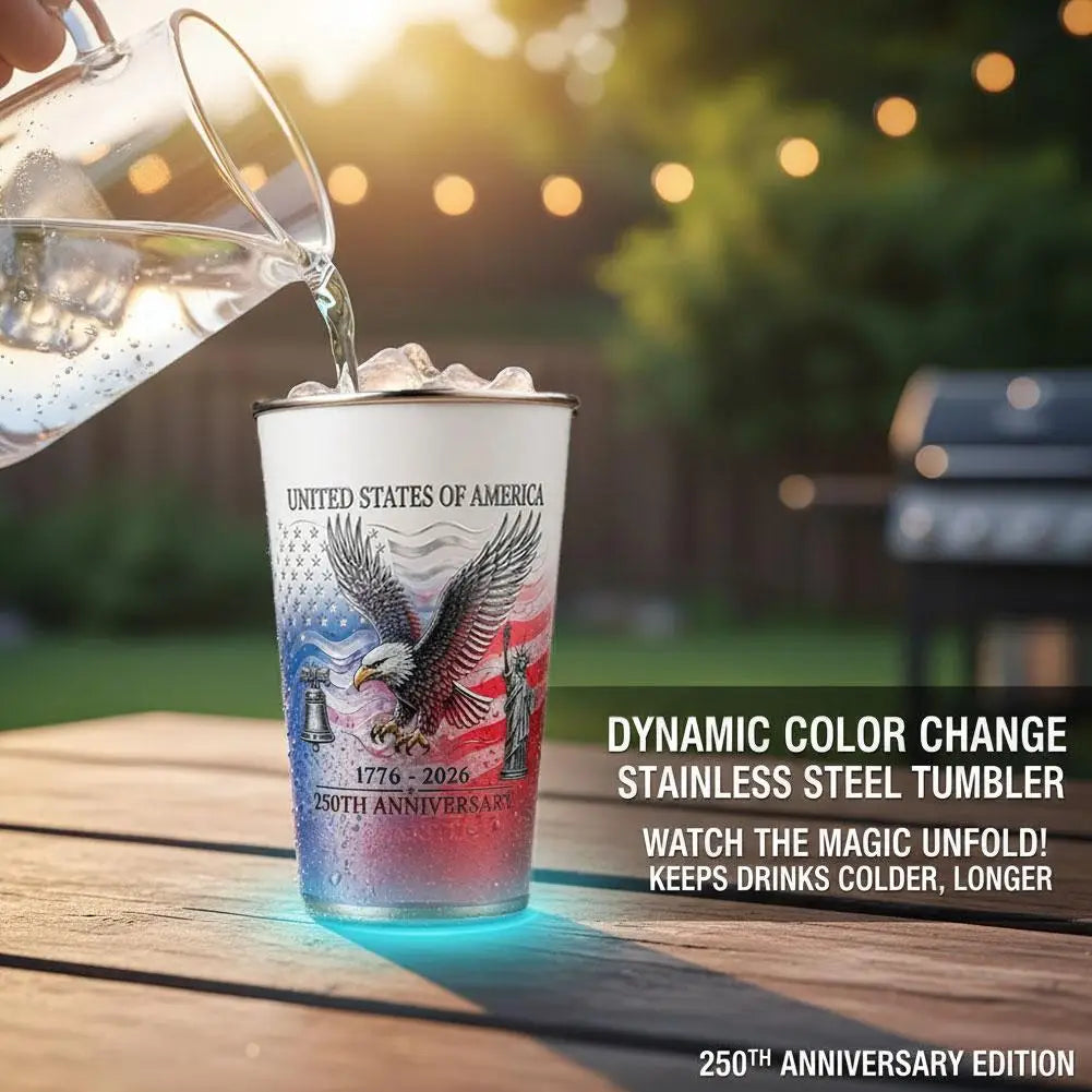 USA 250th Anniversary Color Changing Tumbler Patriotic Cup, American Independence 250 Years Commemorative Gift