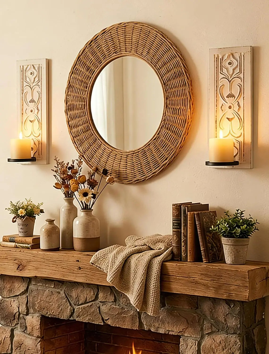 White Distressed Candle Sconces Set of 2