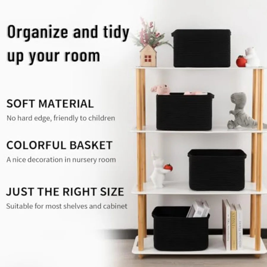 Minimalist Woven Closet Organizer Bins | Set of 4