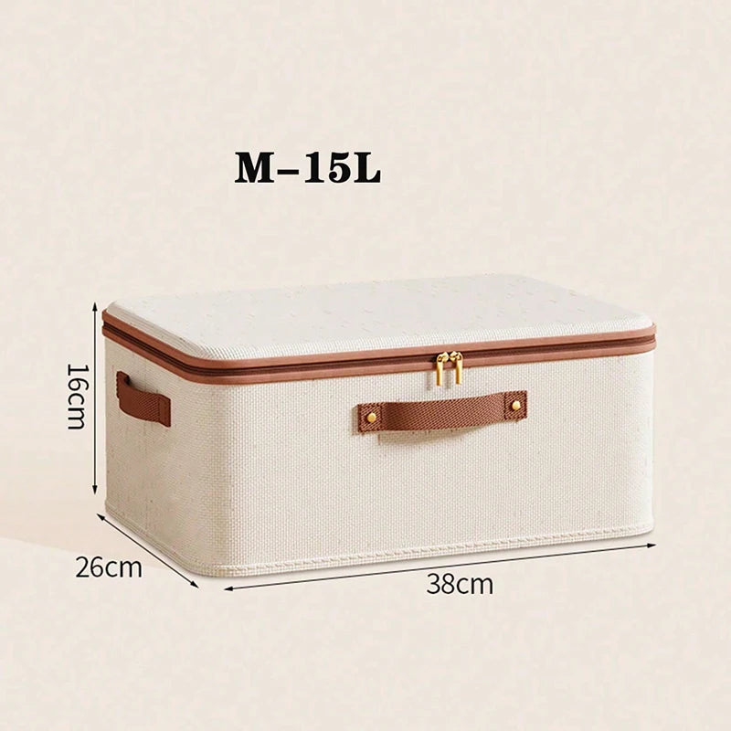 Closet Organizer Container with Handle and Zipper Close, Washable