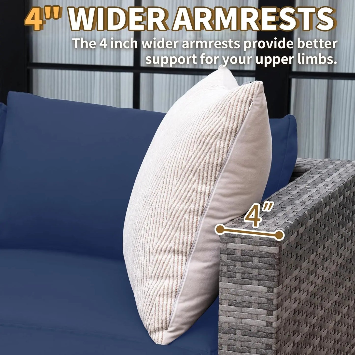 5 Piece Patio Furniture Set, All-Weather Wicker, L Shaped