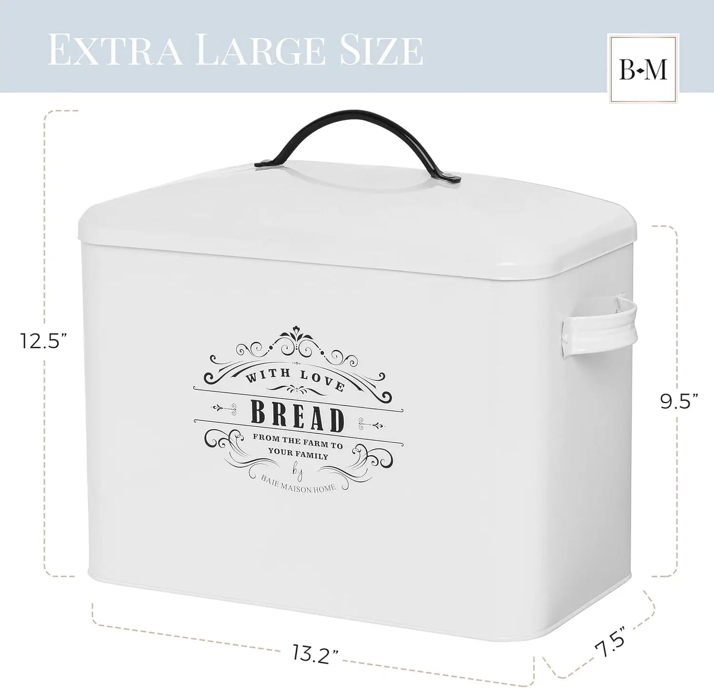 White Farmhouse Bread Box & Canister Set - Large Metal Storage for Kitchen Counter