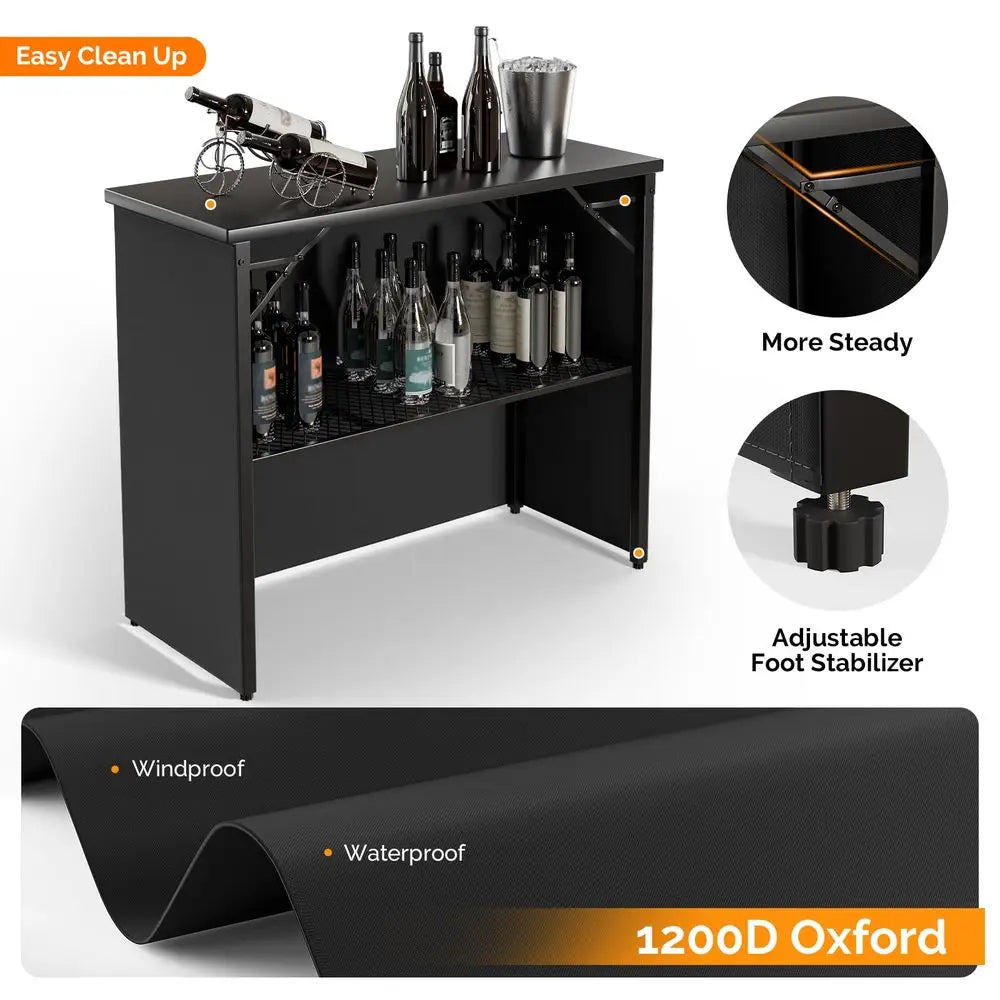 45" Commercial Portable Bar Table – Mobile Bartending Station with Skirt for Indoor & Outdoor Events