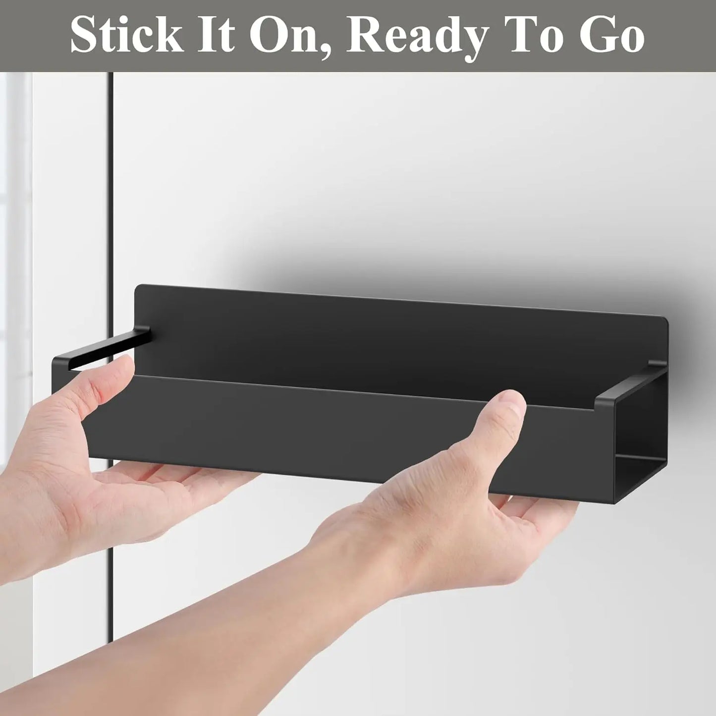 4‑Pack Magnetic Spice Rack Organizer – Black Refrigerator & Oven Storage Shelves for Kitchen Essentials