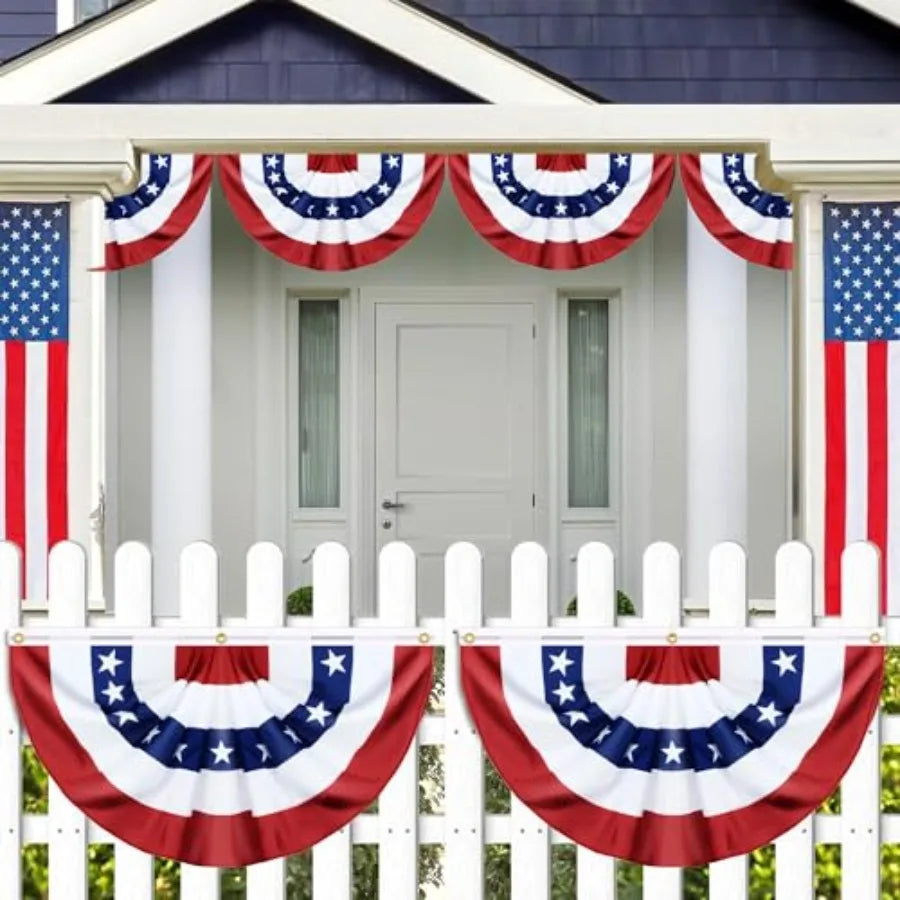 Patriotic Pleated Fan Flag – Outdoor American Bunting for Holiday Décor