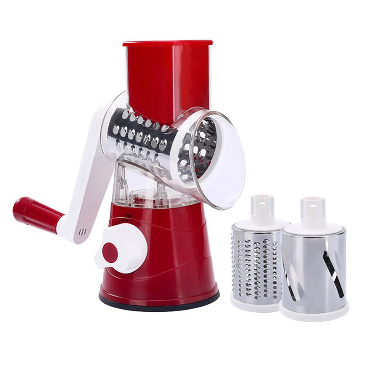 3‑Drum Manual Rotary Grater – Cheese, Peanut & Vegetable Slicer | Multifunctional Kitchen Cutter & Chopper