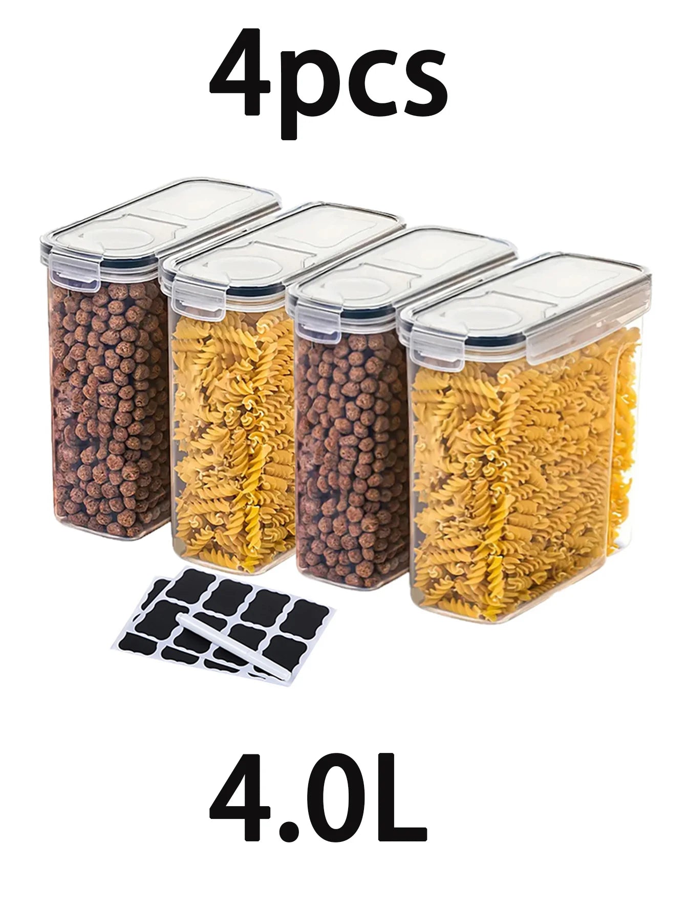 4pcs- 4L Large Food Storage Containers With Lids, Airtight