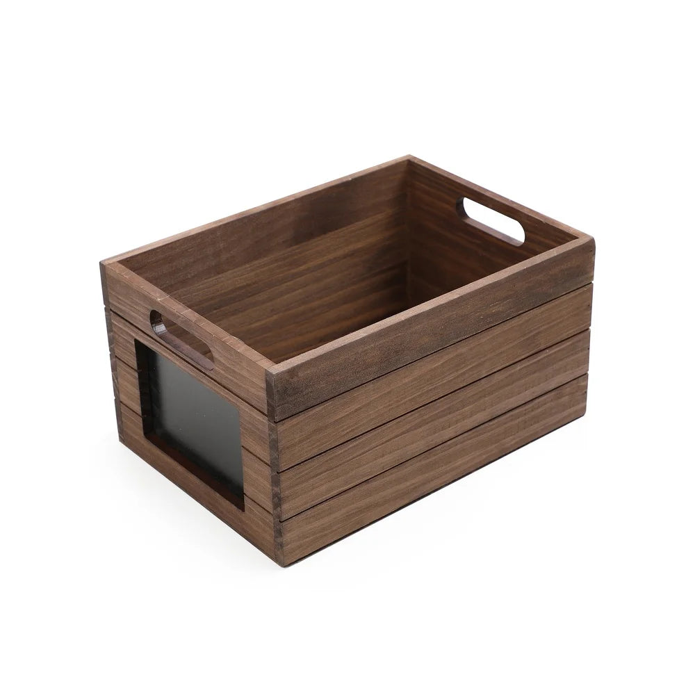 Wood Storage Crate with Chalkboard Label, with Cut-out Handles