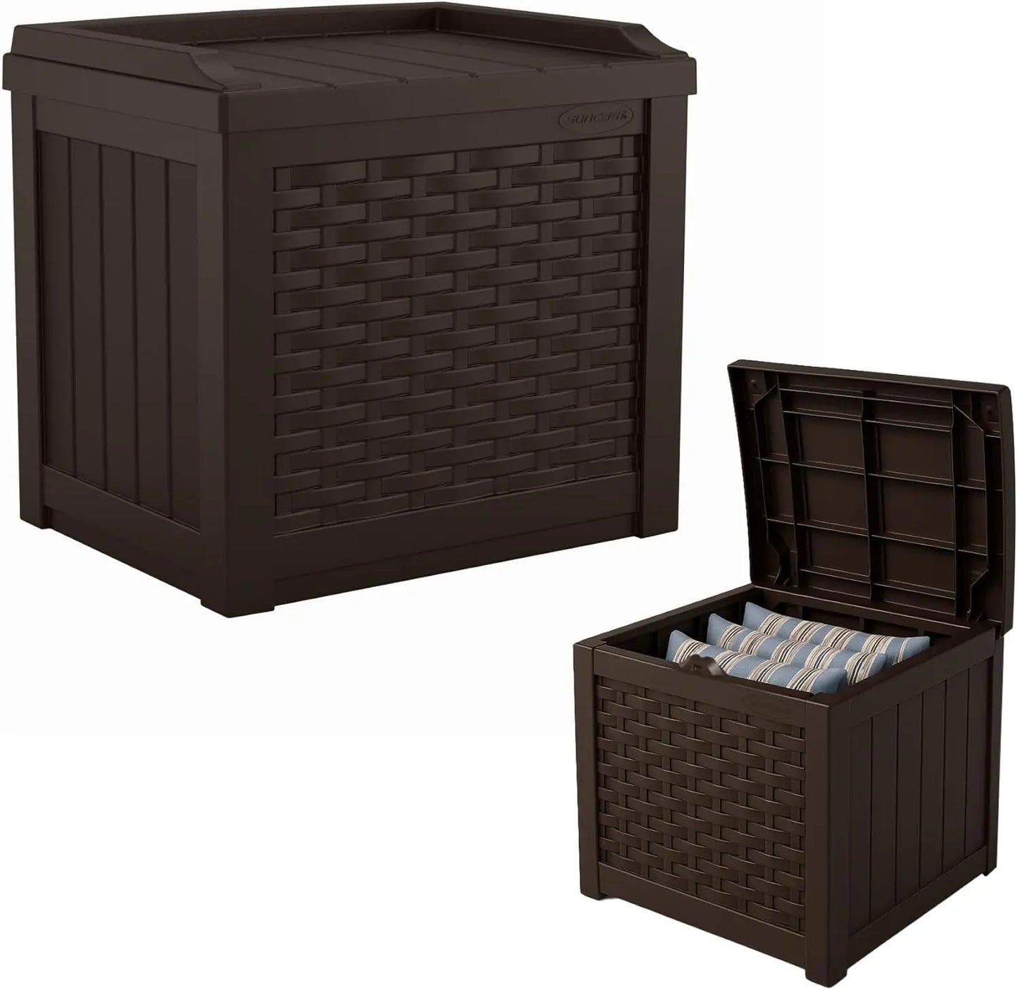Java Resin Outdoor Storage Box, Weatherproof Patio Storage Bin Container for Seating/Storage