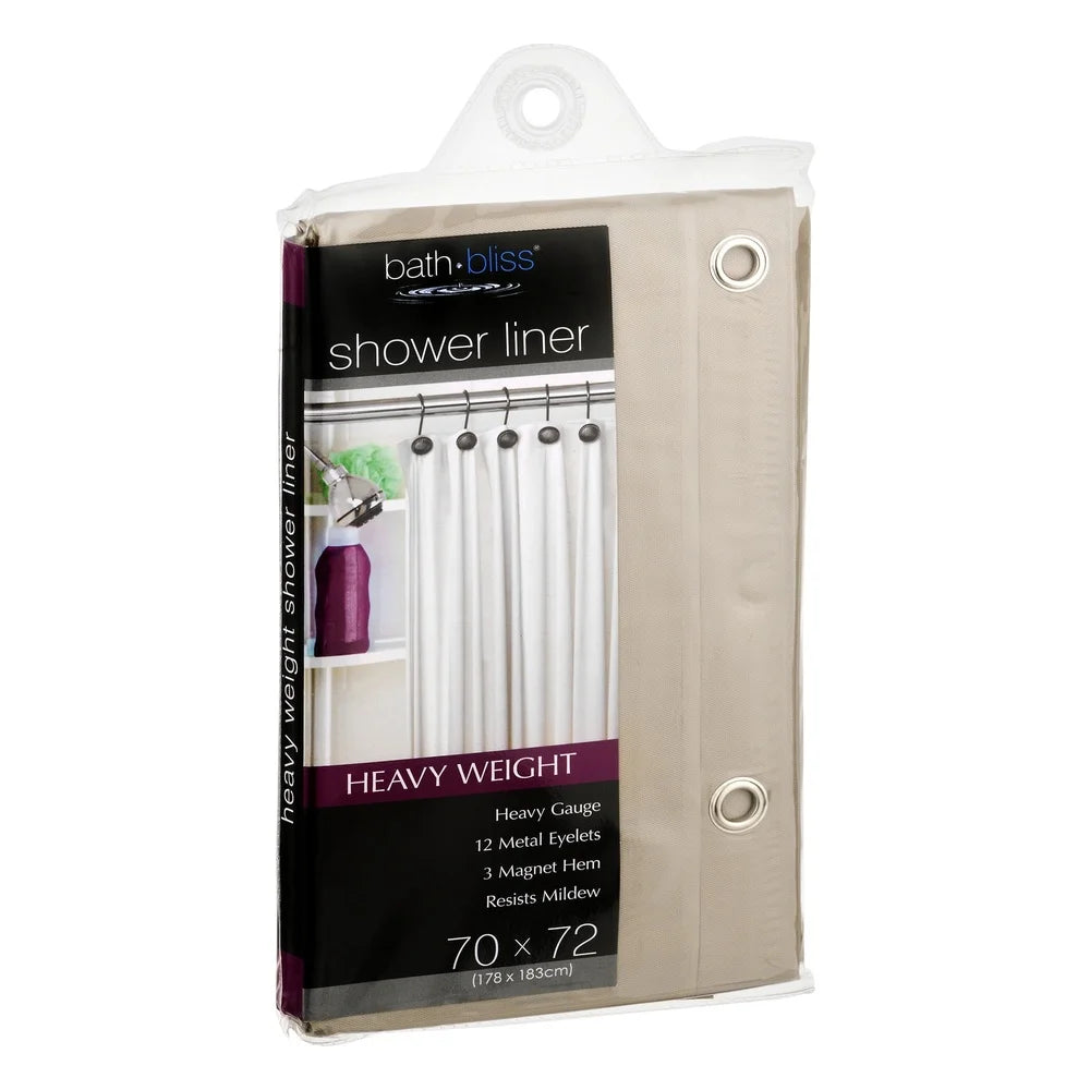 Premium Waterproof Shower Curtain Liner Mildew Resistant with 3 Magnets and 12 Metal Eyelets 70x72 Inches Heavy Gauge PVC