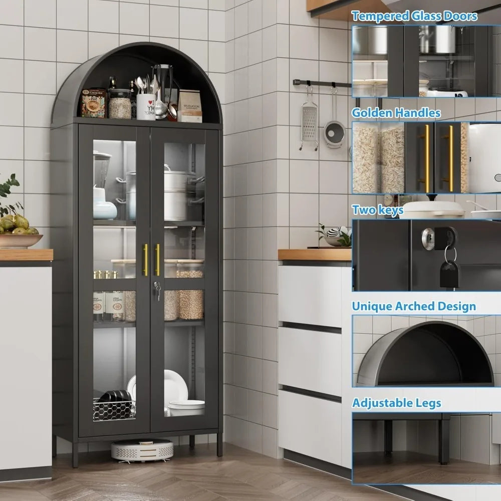 Sleek Arched Display Case | 3-Light Luxury Cabinet